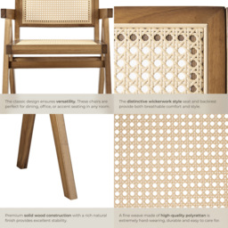 Tectake Lizzy Light Oak Rattan Backrest Dining Chair - Size: Single - Brown - Wilko - thumbnail 6