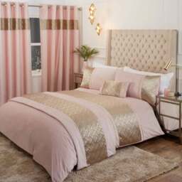 Rapport Home Capri King Size Blush and Gold Velvet Duvet Set - Pink - Wilko