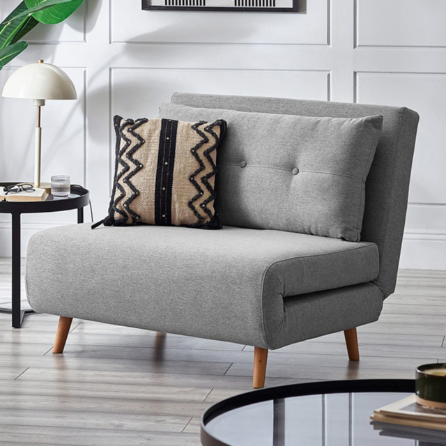Julian Bowen Rowan Single Seater Grey Button-Tufted Sofa Bed - Wilko - image 1