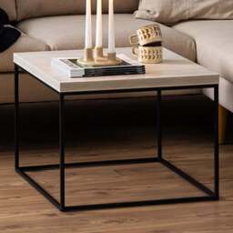Florence Barossa Travertine Rough Paper Top Square Coffee Table - Black - Furniture To Go - Wilko
