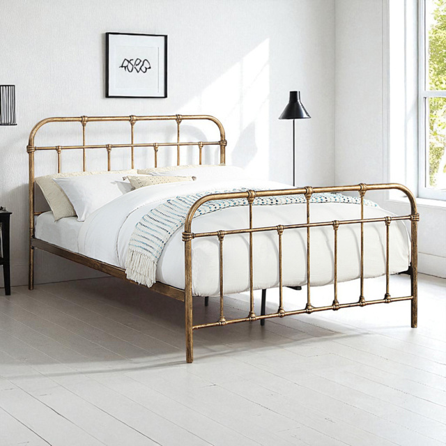 OAT Home Camden Double Antique Brass Effect Metal Bed - Wilko - image 1