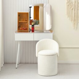 Rosie 3 in 1 Storage Stool - White - Wilko
