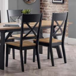 Julian Bowen Hockley Set of 2 Dining Chair - Black - Wilko - thumbnail 1