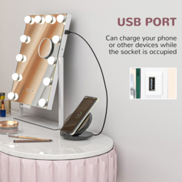 Portland Hollywood LED Lighted Vanity Mirror with USB Port - Size: 45.5 x 8.5 x 36.5cm - White - Wilko - thumbnail 6