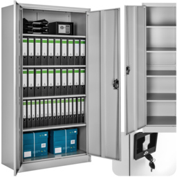 Tectake Grey Filing Cabinet Blain with Adjustable Shelves - Size: 180 x 40 x 80cm - Wilko - thumbnail 3