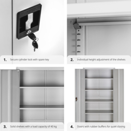 Tectake Grey Filing Cabinet Blain with Adjustable Shelves - Size: 180 x 40 x 80cm - Wilko - thumbnail 4