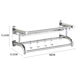 Living and Home Wall Mounted Bathroom Shelf Organiser - Size: 40 x 15.5 x 15.5cm - Wilko - thumbnail 7