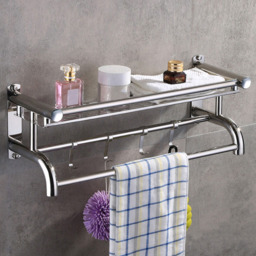 Living and Home Wall Mounted Bathroom Shelf Organiser - Size: 40 x 15.5 x 15.5cm - Wilko - thumbnail 3
