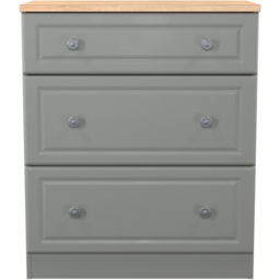 Crowndale Norfolk 3 Drawer Dusk Grey and Bardolino Oak Deep Chest of Drawers Ready Assembled - Dusk Grey & Bardolino Oak - Wilko - thumbnail 3