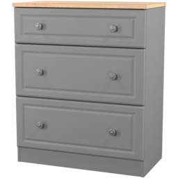 Crowndale Norfolk 3 Drawer Dusk Grey and Bardolino Oak Deep Chest of Drawers Ready Assembled - Dusk Grey & Bardolino Oak - Wilko - thumbnail 4