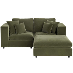 SOLACE+CO Asher 3 Seater Khaki Green Velvet Sofa with Footstool - Wilko - thumbnail 4