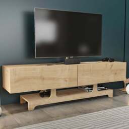 Decorotika Tera 2 Door Single Shelf Oak TV Unit - Size: 46.8 x 160 x 35cm - Yellow - Wilko