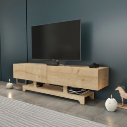 Decorotika Tera 2 Door Single Shelf Oak TV Unit - Size: 46.8 x 160 x 35cm - Yellow - Wilko - thumbnail 6