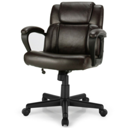 Costway Black PU Leather Office Chair - Size: 66 x 61 x 30.48cm - Brown - Wilko - thumbnail 3