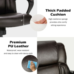 Costway Black PU Leather Office Chair - Size: 66 x 61 x 30.48cm - Brown - Wilko - thumbnail 5