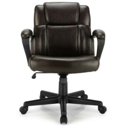 Costway Black PU Leather Office Chair - Size: 66 x 61 x 30.48cm - Brown - Wilko - thumbnail 4