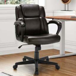 Costway Black PU Leather Office Chair - Size: 66 x 61 x 30.48cm - Brown - Wilko