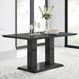 Furniturebox Molini Valera 6 Seater Dining Set Black Gloss and Grey - Wilko - thumbnail 3