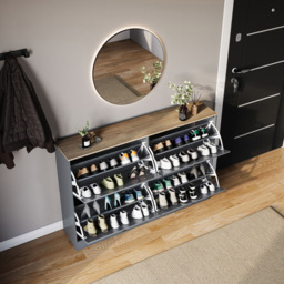 VIDA DESIGNS 4 Drawer Grey and Oak Effect Shoe Cabinet - Size: 80 x 105 x 23.5cm - Grey & Oak - Wilko - thumbnail 5