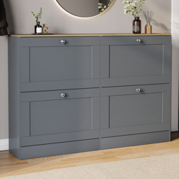 VIDA DESIGNS 4 Drawer Grey and Oak Effect Shoe Cabinet - Size: 80 x 105 x 23.5cm - Grey & Oak - Wilko
