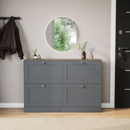 VIDA DESIGNS 4 Drawer Grey and Oak Effect Shoe Cabinet - Size: 80 x 105 x 23.5cm - Grey & Oak - Wilko - thumbnail 4