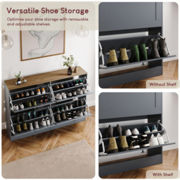 VIDA DESIGNS 4 Drawer Grey and Oak Effect Shoe Cabinet - Size: 80 x 105 x 23.5cm - Grey & Oak - Wilko - thumbnail 7