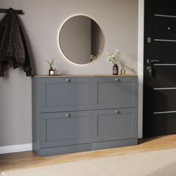 VIDA DESIGNS 4 Drawer Grey and Oak Effect Shoe Cabinet - Size: 80 x 105 x 23.5cm - Grey & Oak - Wilko - thumbnail 6