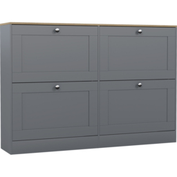 VIDA DESIGNS 4 Drawer Grey and Oak Effect Shoe Cabinet - Size: 80 x 105 x 23.5cm - Grey & Oak - Wilko - thumbnail 3