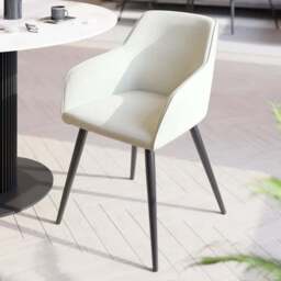 tectake Marilyn Set of 2 Cream and Black Corduroy Padded Dining Chair - Wilko