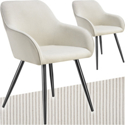 tectake Marilyn Set of 2 Cream and Black Corduroy Padded Dining Chair - Wilko - thumbnail 3
