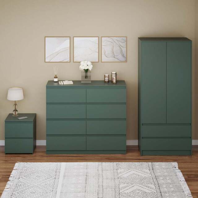 Vida Designs Denver Green 3 Piece Bedroom Furniture Set - Wilko - image 1