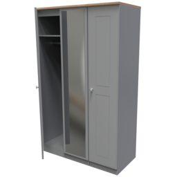 Crowndale Victoria 3 Door Dusk Grey and Oak Wardrobe - Wilko - thumbnail 7