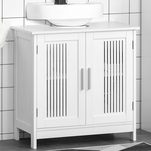 Kleankin 2 Door Bathroom Cabinet White - Size: 60 x 30 x 60cm - Wilko - image 1