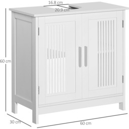 Kleankin 2 Door Bathroom Cabinet White - Size: 60 x 30 x 60cm - Wilko - thumbnail 7