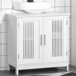Kleankin 2 Door Bathroom Cabinet White - Size: 60 x 30 x 60cm - Wilko - thumbnail 1