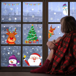 Walplus Peeking Santa and Friends Double-Sided Christmas Window Stickers 55 Piece - Size: 0.2 x 70 x 65cm - Red - Wilko - thumbnail 3