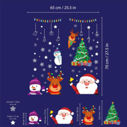 Walplus Peeking Santa and Friends Double-Sided Christmas Window Stickers 55 Piece - Size: 0.2 x 70 x 65cm - Red - Wilko - thumbnail 7