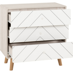 Seconique Dixie 3 Drawer Dusty Grey and White Chest of Drawers - Wilko - thumbnail 4