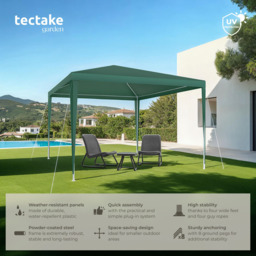 tectake Farah 3 x 3m Green Gazebo with Plug In System - Wilko - thumbnail 7