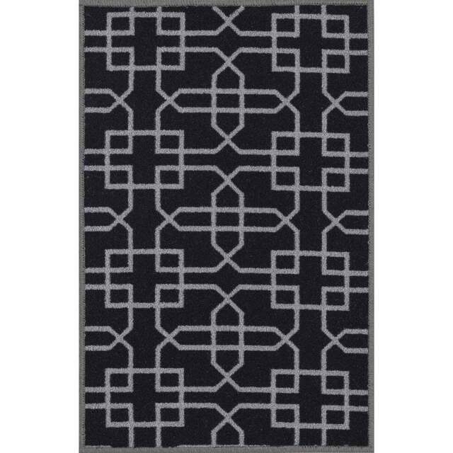 Desire Rugs Havana Black Cubed Trellis Anti Slip Door Mat 80 x 50cm - Size: 50 x 80cm - Wilko - image 1