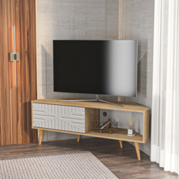 Decorotika Mora Single Sliding Door Sapphire Oak and White Corner TV Unit - Size: 54 x 140 x 45cm - Multi - Wilko - thumbnail 7