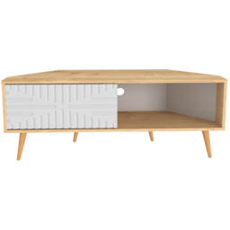 Decorotika Mora Single Sliding Door Sapphire Oak and White Corner TV Unit - Size: 54 x 140 x 45cm - Multi - Wilko - thumbnail 3
