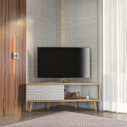 Decorotika Mora Single Sliding Door Sapphire Oak and White Corner TV Unit - Size: 54 x 140 x 45cm - Multi - Wilko - thumbnail 6