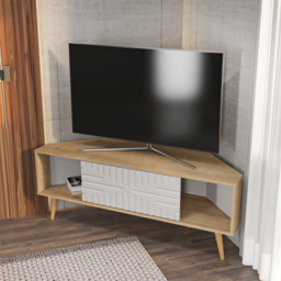 Decorotika Mora Single Sliding Door Sapphire Oak and White Corner TV Unit - Size: 54 x 140 x 45cm - Multi - Wilko - thumbnail 5