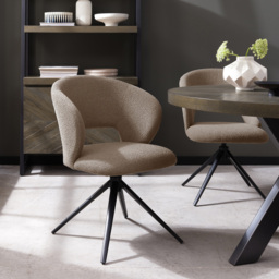 Bentley Designs Stella Mocha Beige Boucle Fabric Swivel Chair - Size: 83 x 57 x 61cm - Cream - Wilko - thumbnail 6