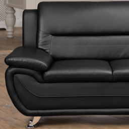 Dexter 2 Seater Black Leather Sofa - Artemis Home - Wilko - thumbnail 3
