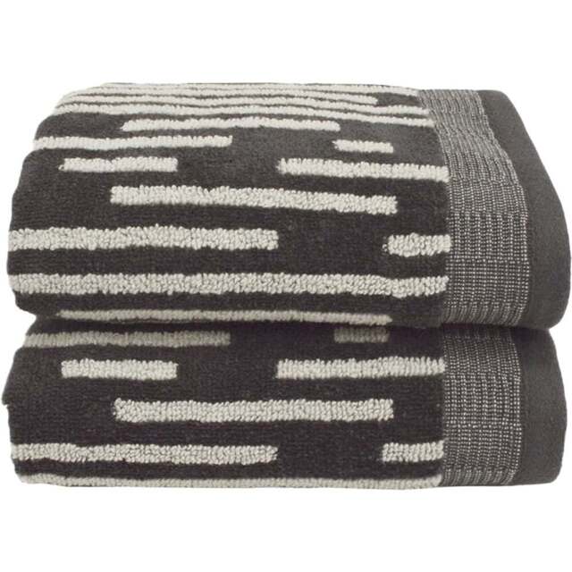 Allure Bath Fashions Pop Up Zero Twist Barcode Stripe Dark Steel Hand Towel 2 Pack - Size: 50 x 85cm - Grey - Wilko - image 1
