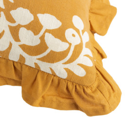 Paoletti Montrose Ochre Floral Cushion - Size: 50 x 50 cm - Orange - Wilko - thumbnail 6