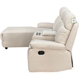 DS Living Sorento 3 Seater Cream Fabric Right Hand Chaise Corner Recliner Sofa - Wilko - thumbnail 6