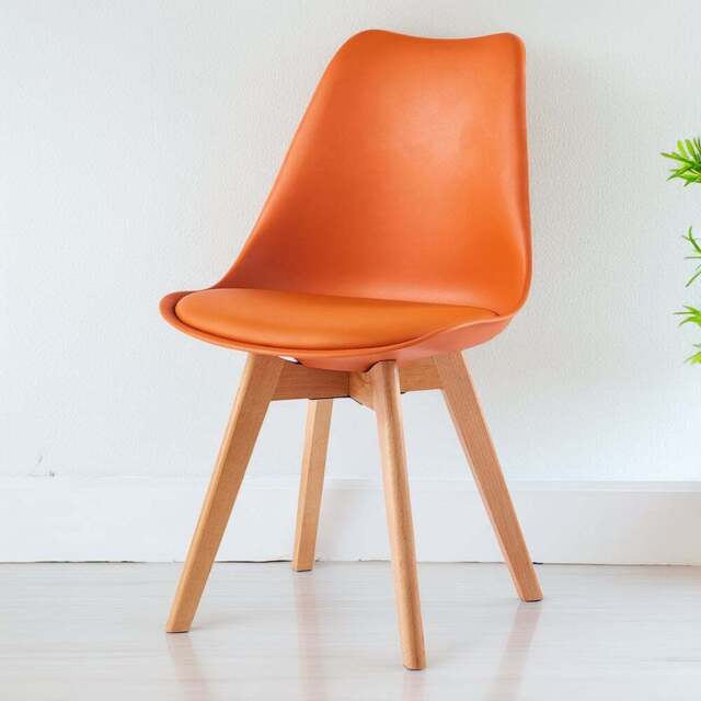 Eva Set of 4 Orange Padded Dining Chairs - MCC - Wilko - image 1